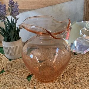 Beautiful Vase, pink peachy blush, hand blown crafted, EUC